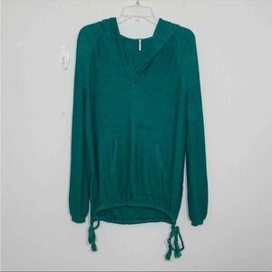 Free People Emerald/Teal Green Lightweight Hooded Sweatshirt